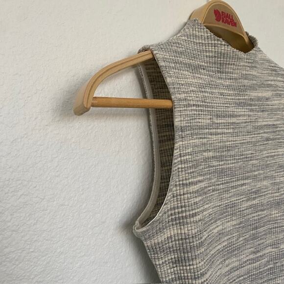 Eri + Ali Anthropologie Cream Gray Heather Ribbed Tank Top Stretch Women's Small - Picture 6 of 10